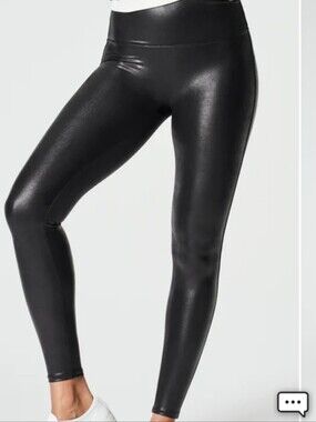 SPANX High-Waist Faux Leather Leggings - Black